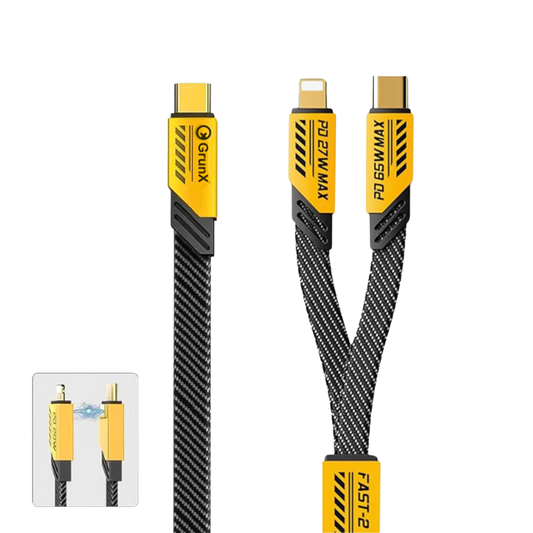 GRUNX 65W 2 in 1 fast charging cable Type C to Lightning braided cable
