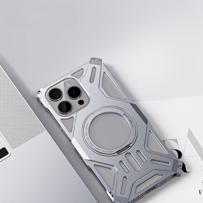 Case and Cover iPhone 15 Pro Max  Silver Side View Dragon GrunX in India