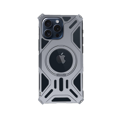 GRUNX Dragon metal magnetic rotating stand frameless armour iPhone case 360° rotation on Indian desk setup