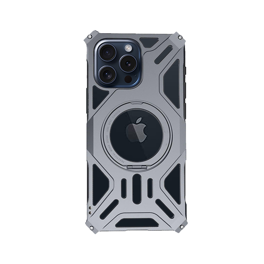 GRUNX Dragon metal magnetic rotating stand frameless armour iPhone case 360° rotation on Indian desk setup