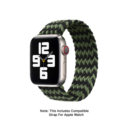 GRUNX Dubai green black artisan nylon braided Apple Watch strap on wrist Indian lifestyle
