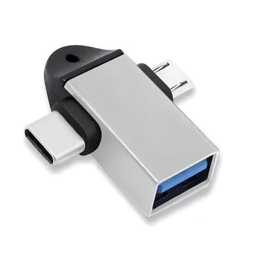 GRUNX 2 in 1 OTG adapter Type C and Micro USB metal connector