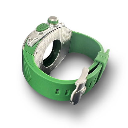 GRUNX Earth complete Apple Watch case and strap set green bold colour titanium finish India urban setting