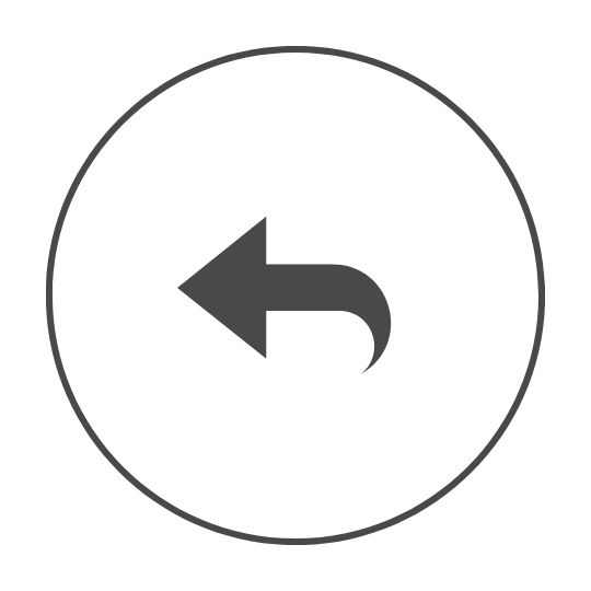 A dark gray left-curving arrow centered inside a thin circular outline on a white background to show easy returns for grunx customers.
