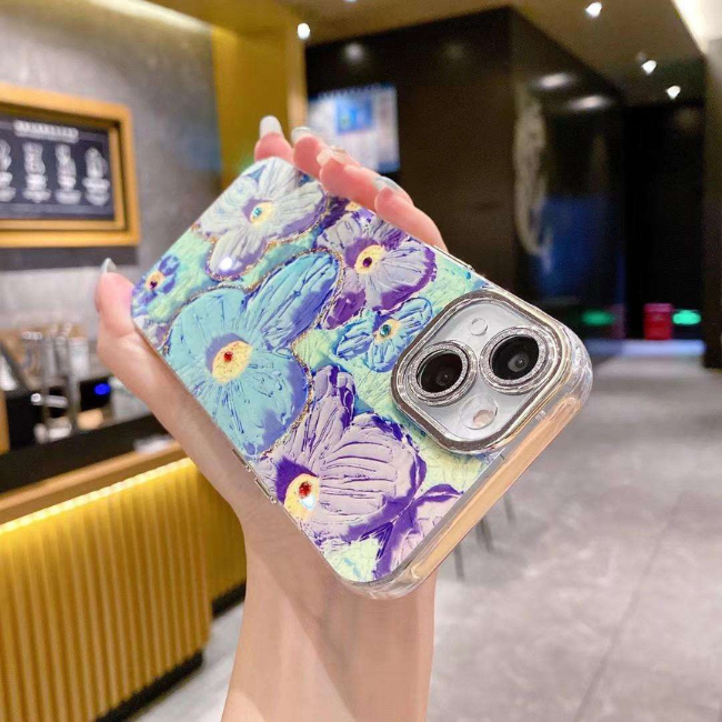 GRUNX Eliza Diamond Blue Flower iPhone case iPhone 13 13 Pro 13 Pro Max top view butterfly design India