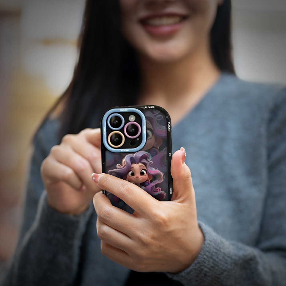 GRUNX Emma purple princess cartoon iPhone case back view slim silicone shockproof fit lifestyle India
