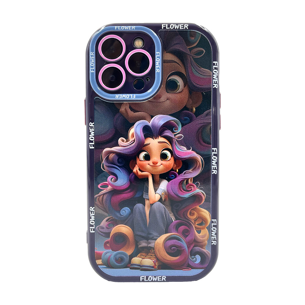 GRUNX Emma princess cartoon silicone iPhone 16 case purple UV-painted design advanced shockproof protection India