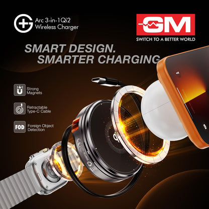 GM 3-in-1 Magnetic Qi2 Wireless Charger for iPhone