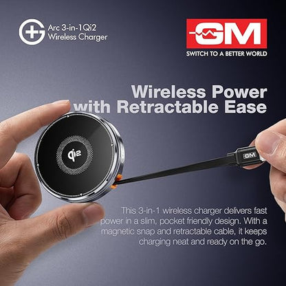 GM 3-in-1 Magnetic Qi2 Wireless Charger for iPhone