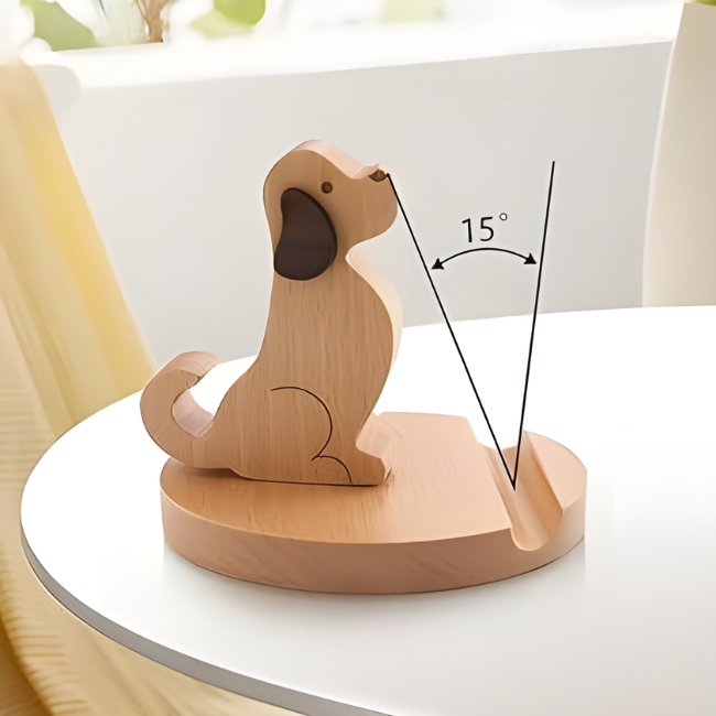 Mobile Stand and Holder Mobile Stand  Adjustable Wooden Dog-Shaped Phone Stand With Mobile Phone in Portrait Moti GrunX in India