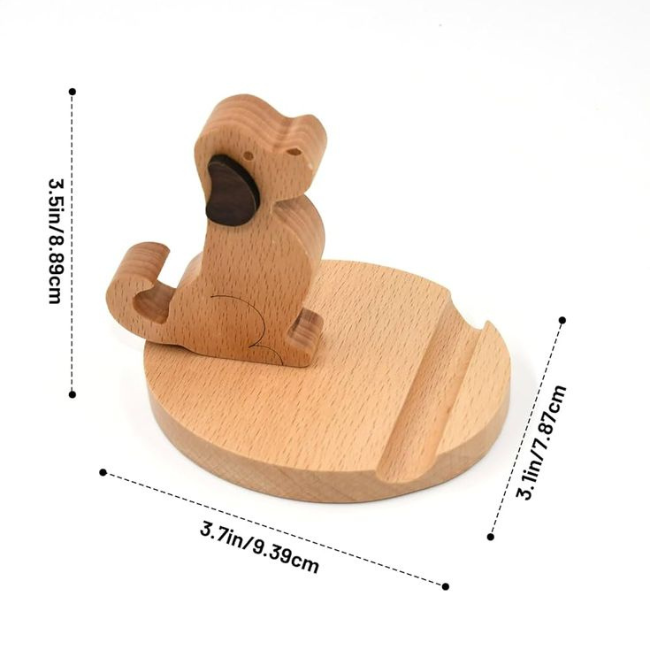 Moti stylish phone holder showing natural wood grain construction with anti-slip base for portrait and landscape orientation India