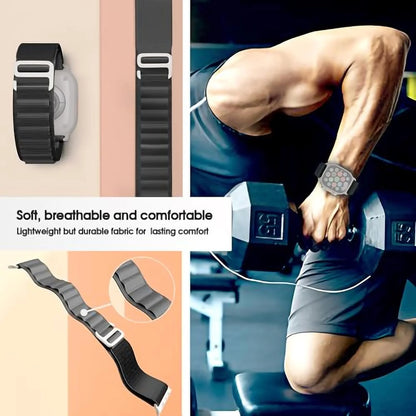 GRUNX Game black nylon Apple Watch strap front view smartwatch all series SE Ultra India