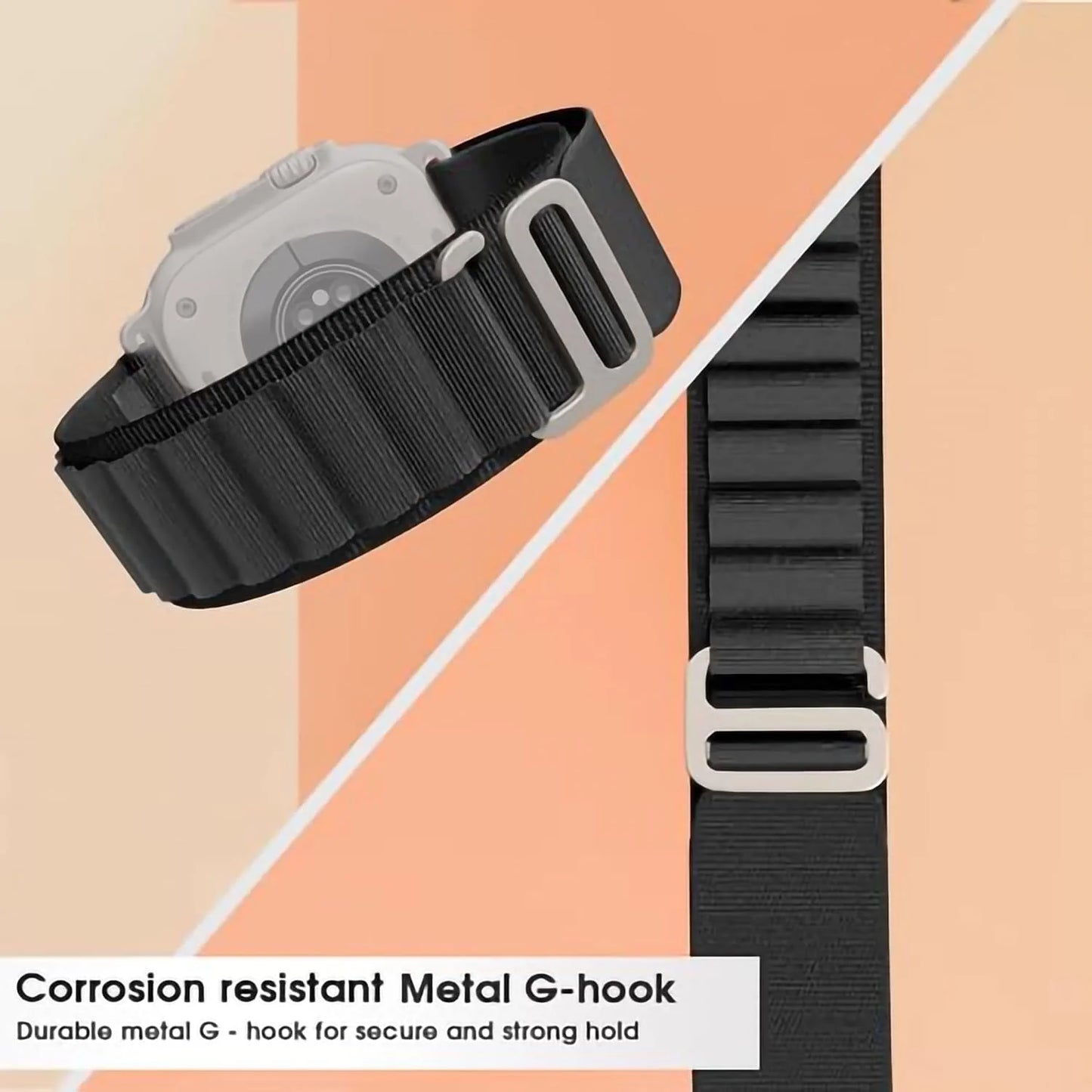GRUNX Game signature black nylon Apple Watch strap worn on wrist everyday wear lifestyle India