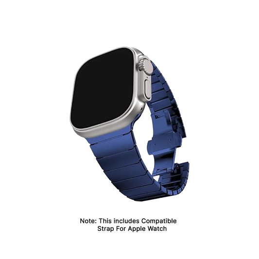 GRUNX Ghost ultra thin stainless steel Apple Watch strap blue 42 44 45mm front view India