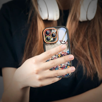 GRUNX Glitter Flower Shockproof iPhone case black women presenting back view India GrunX store