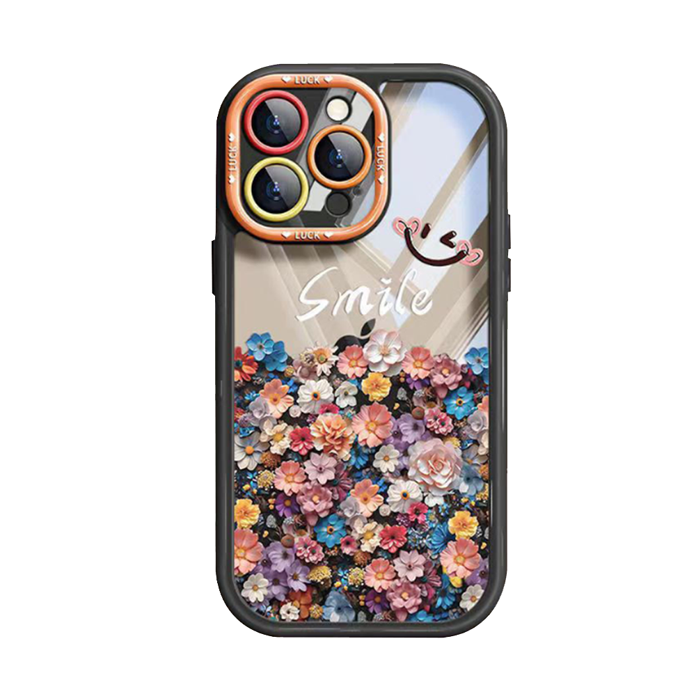 GRUNX Glitter Awesome Flower Pattern Shockproof iPhone case black back view with floral design India