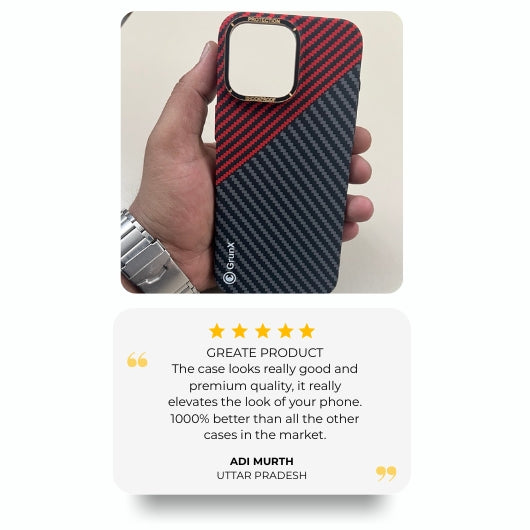 GrunX 5-Star Customer Review - Adi Murth from Uttar Pradesh - Premium Carbon Fiber iPhone Case Review - Better Than All Other Cases in Market