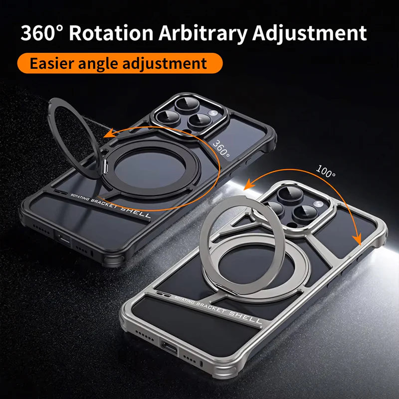 GRUNX Hiccup iPhone 15 silver case in 360 rotating metal ring stand mode landscape hands-free India