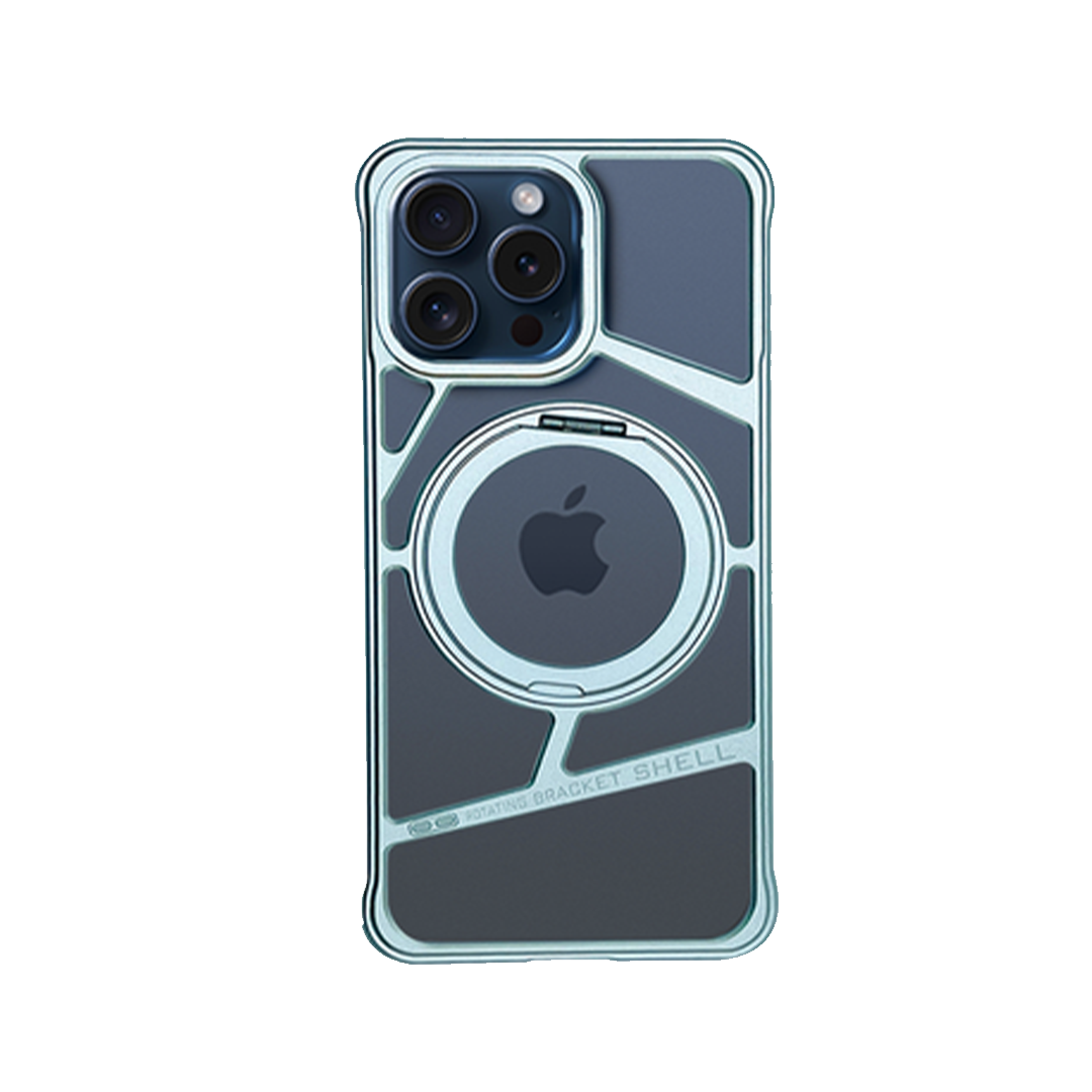 GRUNX Hiccup magnetic iPhone case silver side view with built-in ring stand MagSafe compatible India