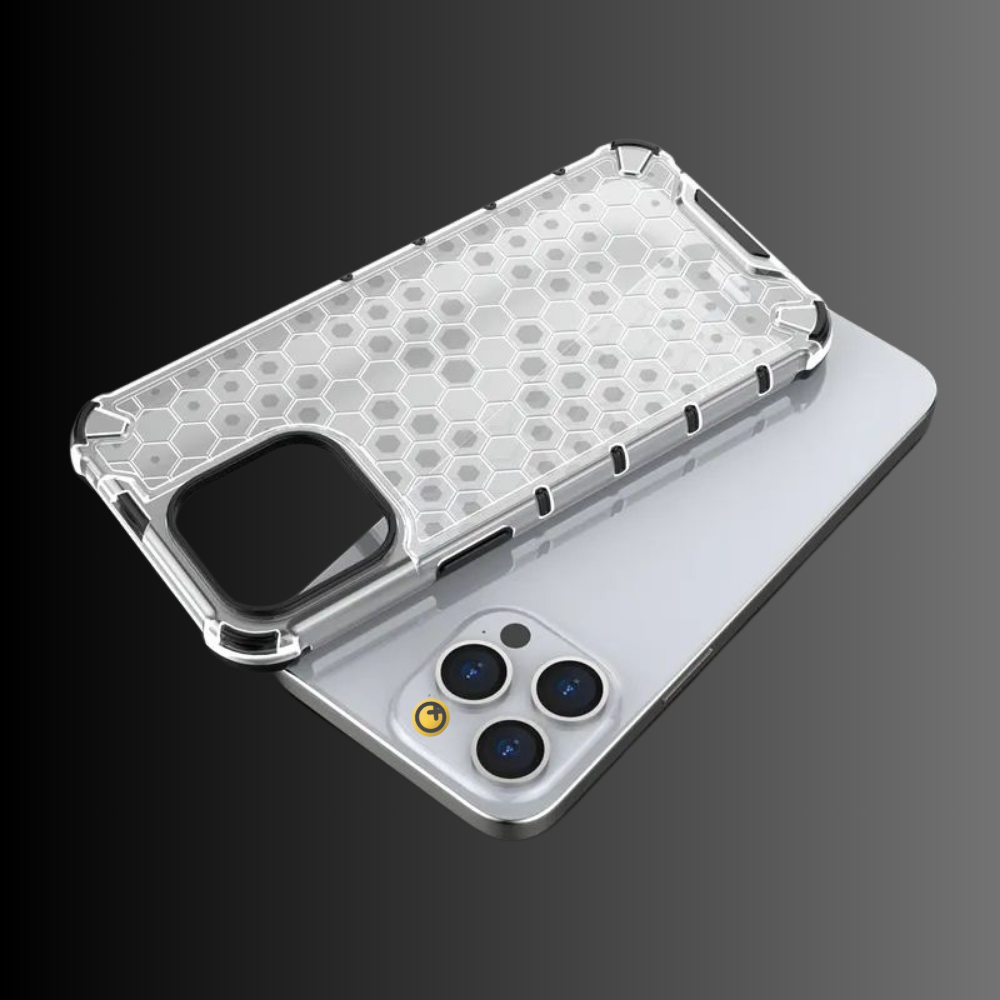 Case and Cover iPhone 14  Transparent Placed on a Phone Honeycomb GrunX in India