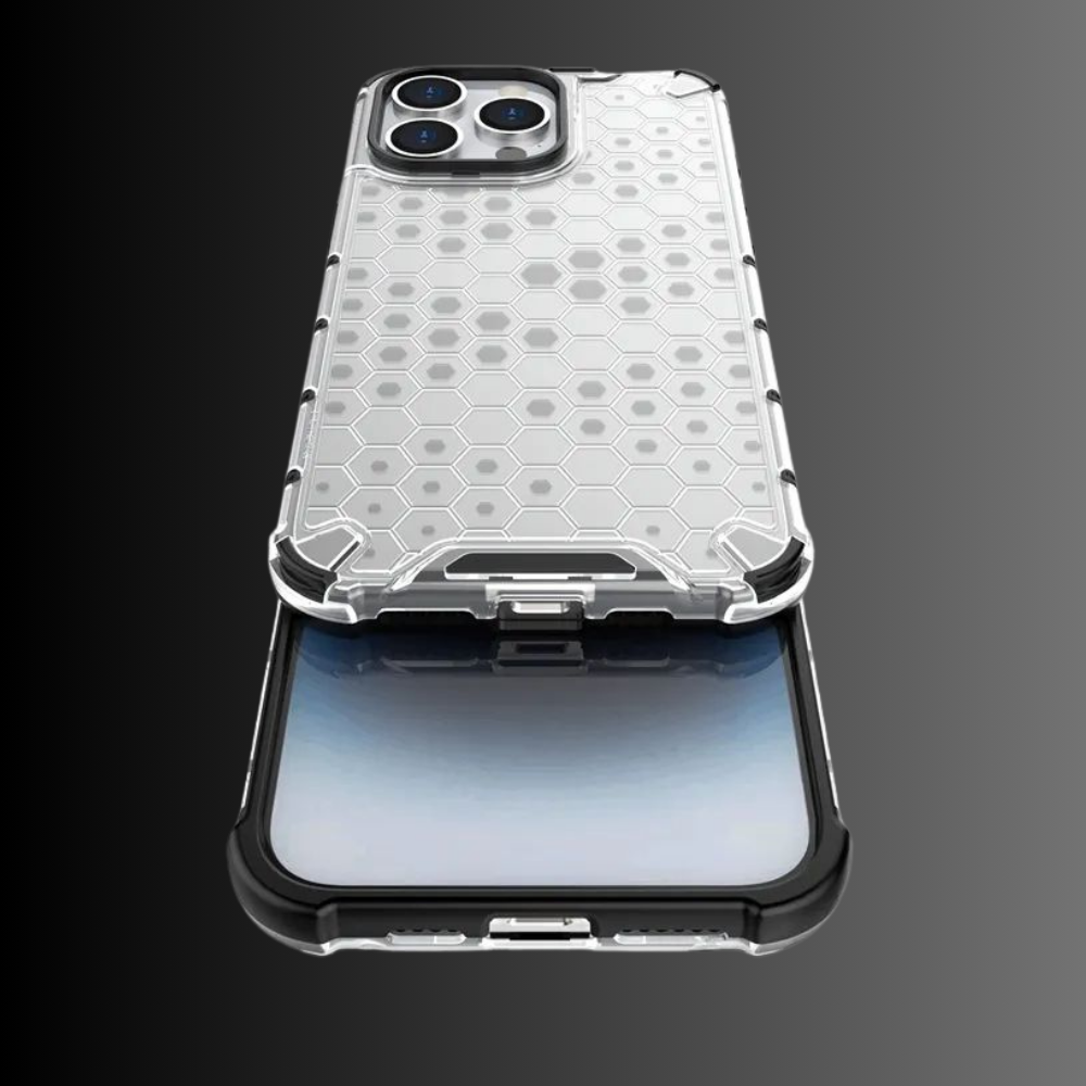 Case and Cover iPhone 15 Plus, 15 Pro, 15 Pro Max  Transparent Bottom View Honeycomb GrunX in India
