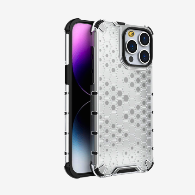 Case and Cover iPhone 15  Transparent Side View Honeycomb GrunX in India