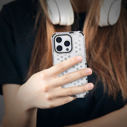 GRUNX Honeycomb clear back rugged iPhone case showing original iPhone colour through translucent panel