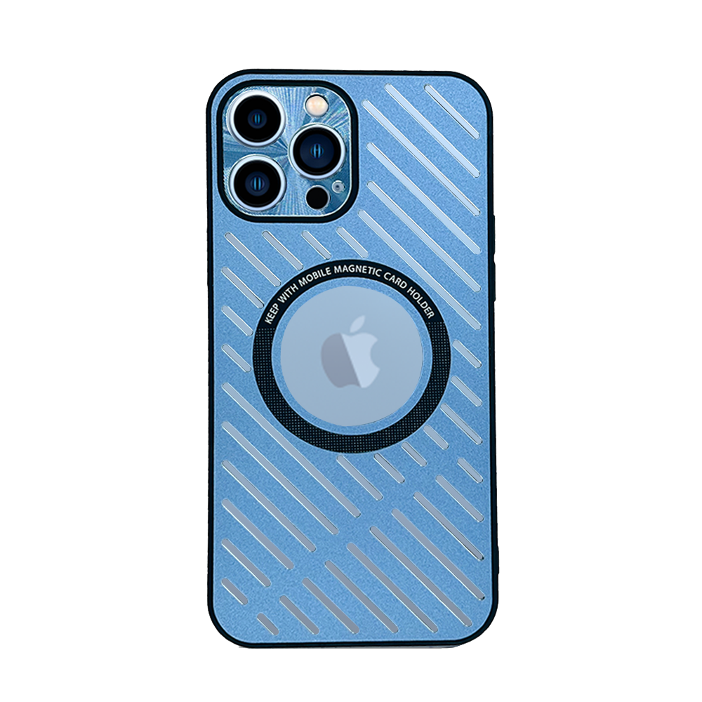 GRUNX Ice blue slim metal MagSafe bumper shockproof iPhone case premium finish Indian lifestyle