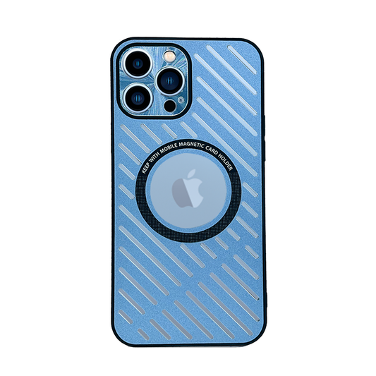 GRUNX Ice blue slim metal MagSafe bumper shockproof iPhone case premium finish Indian lifestyle