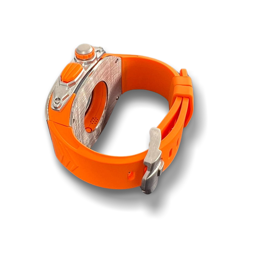 GRUNX Indian titanium Apple Watch Ultra case top and back view rugged metal frame 49mm orange India