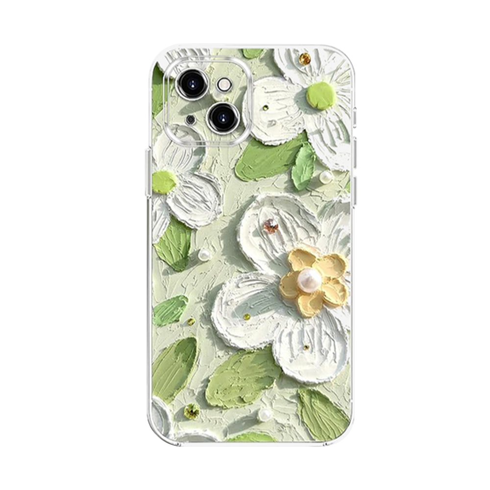 
GRUNX Jasmine flower oil painting iPhone case premium TPU shockproof artistic floral design India women