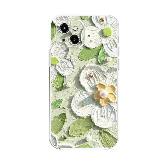 
GRUNX Jasmine flower oil painting iPhone case premium TPU shockproof artistic floral design India women