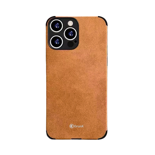 GRUNX King luxury lambskin iPhone 16 case back view ultra-soft skin-feel leather India slim protection