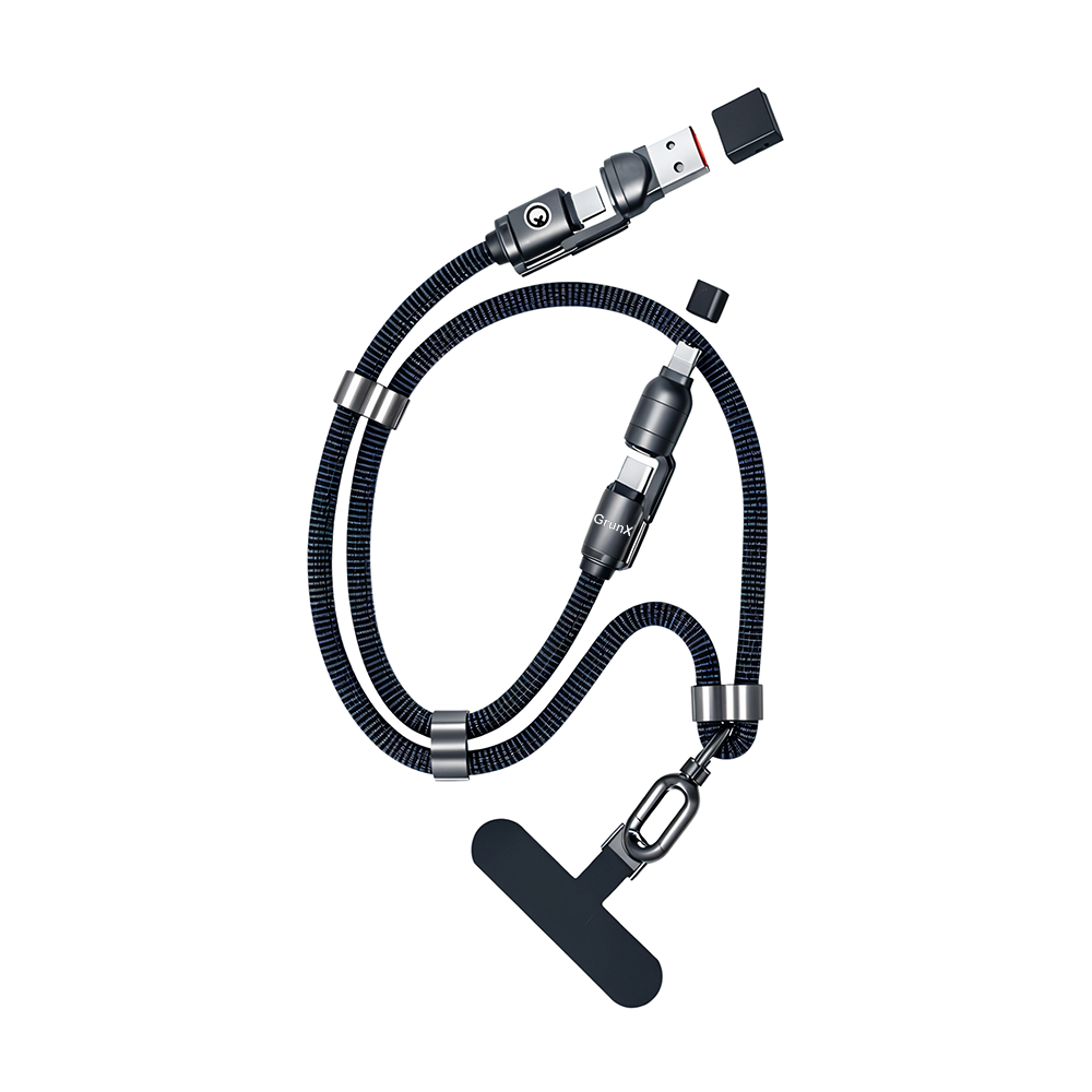 Lanyard Charging Cable All Devices Android and Apple Devices 1.5 Meter Rose Gold and Navy Blue Multi-Functional Charging Cable With Lanyard-Style Design Lasso GrunX in India