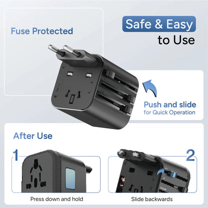 Ambrane International Travel Socket Multiple Country Slidable Plugs Support - ATA 03