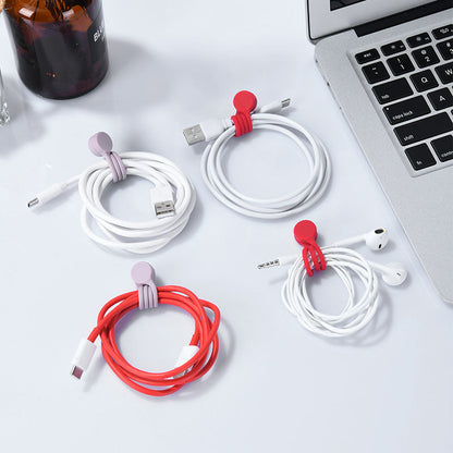 Loki magnetic cable organizer set showing neatly bundled charging cables with color-coded silicone ties India
