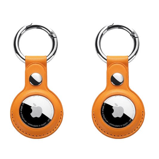 Airtag Case Apple Airtag  Orange Leather Keychain Holders For Airtag London GrunX in India