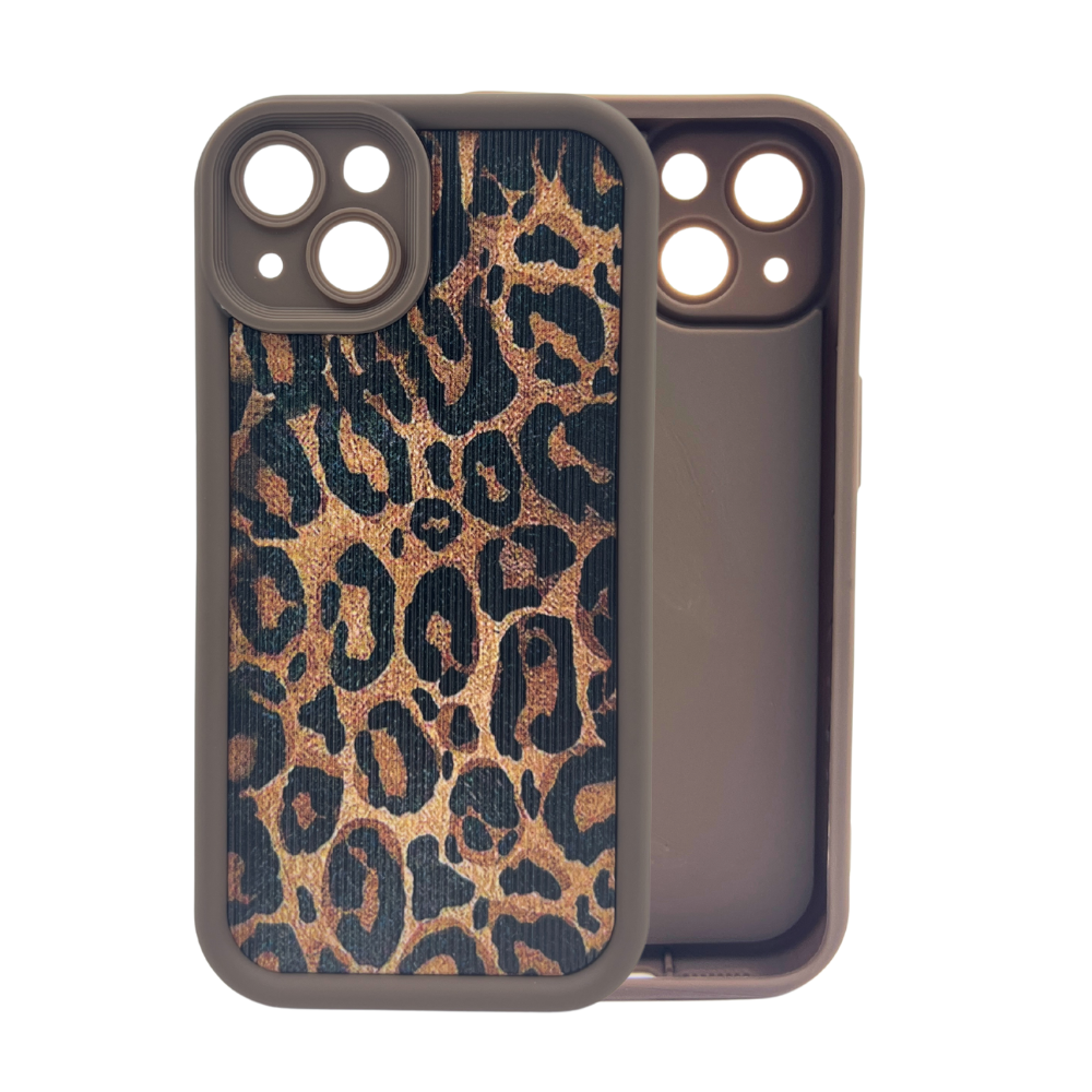 GRUNX Luna leopard print iPhone case slim profile side view showing precise cutouts and button access