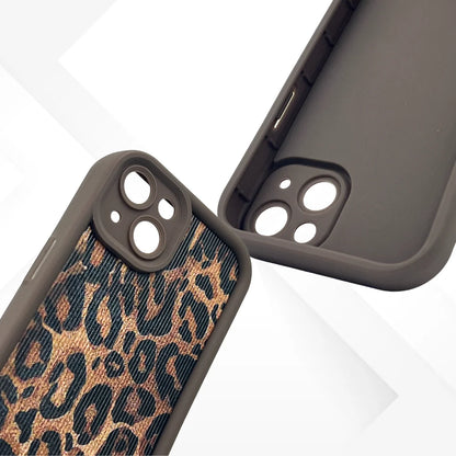 Close-up of GRUNX Luna bold brown leopard design fade-resistant finish on iPhone 15 Pro Max India