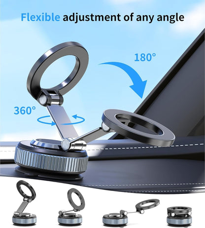 MagGrip Car Phone Holder with 360 Degree Rotation and 180 Degree Tilt Flexible Angle Adjustment Foldable Magnetic Dashboard Mount