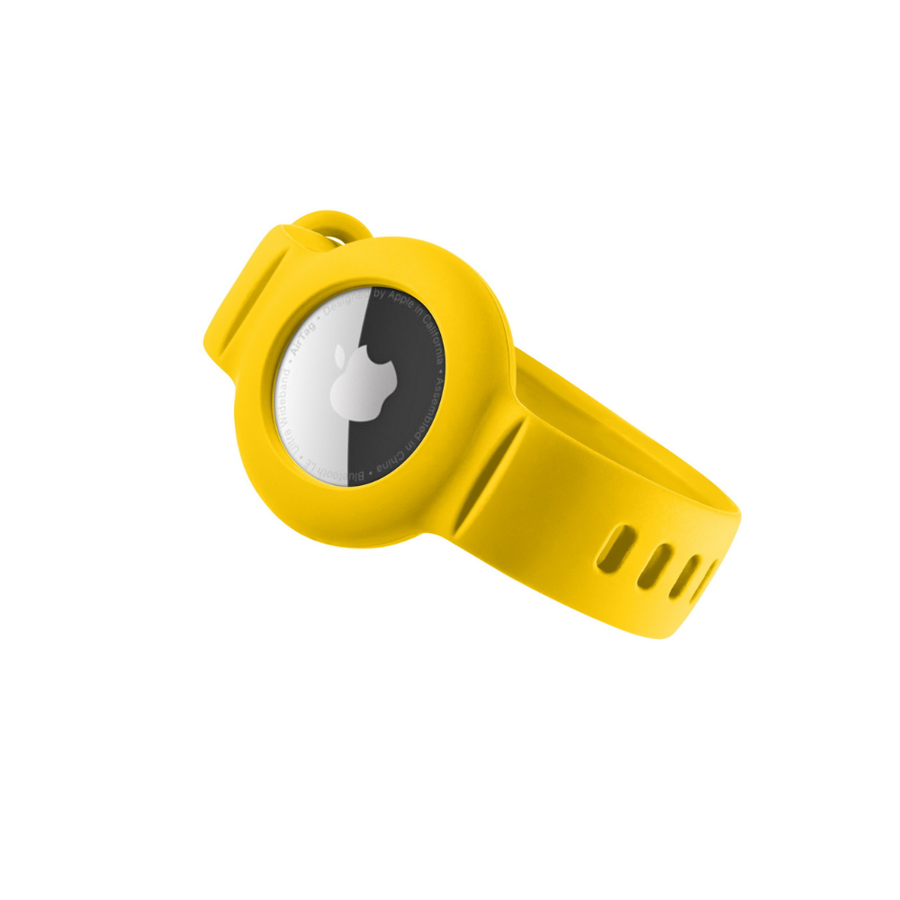 Watch Band for Airtag Apple Airtag  Yellow Adjustable Strap With Multiple Holes Mango GrunX in India