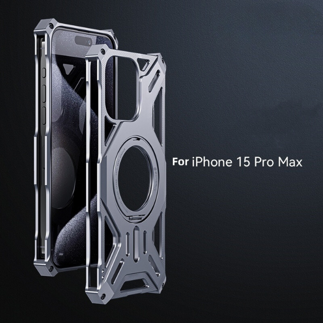 Case and Cover iPhone 15 Pro Max  Silver Side View Dragon GrunX in India