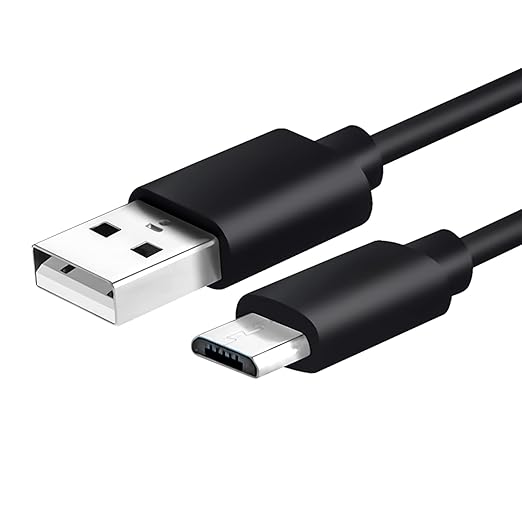 USB cable with one end being USB type A and the other end being USB type C on a white background.