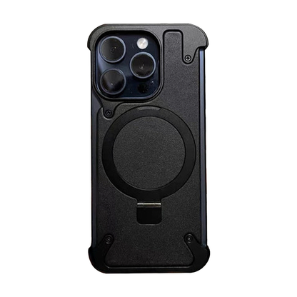 GRUNX Milan black leather MagSafe iPhone case bezel-less design back view India premium protection