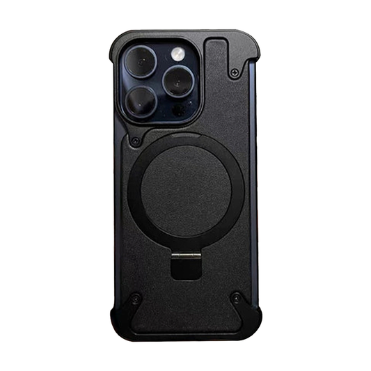 GRUNX Milan black leather MagSafe iPhone case bezel-less design back view India premium protection