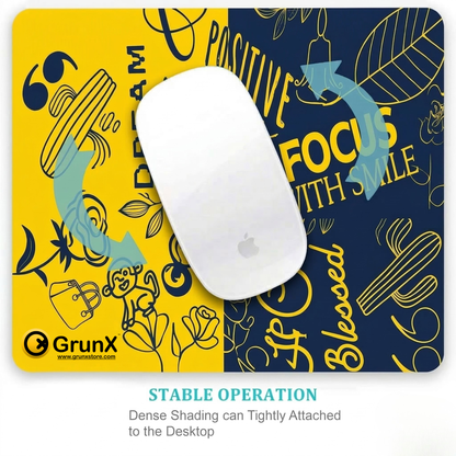 GrunX Swift Speed Mouse Pad Stable Operation with Dense Shading Rubber Base , Navy Blue Yellow Motivational Design, Compatible with Apple Magic Mouse