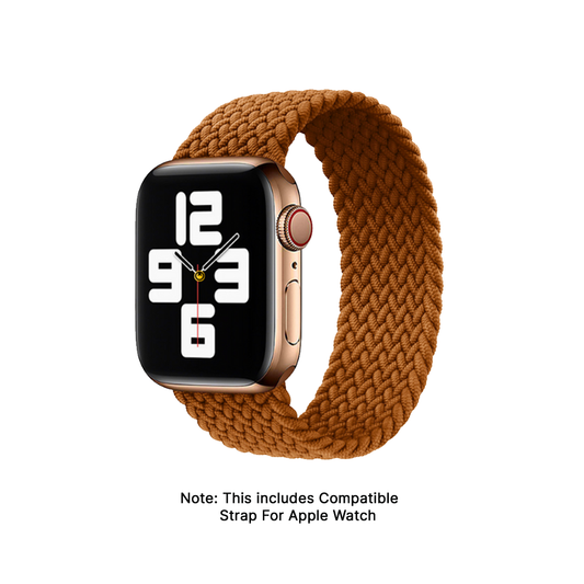 GRUNX Mumbai brown elastic braided nylon Apple Watch loop strap on wrist Indian lifestyle