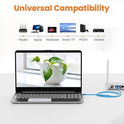 Cat6 ethernet cable universal compatibility with router laptop notebook smart TV PS3 PS4 and modem network devices