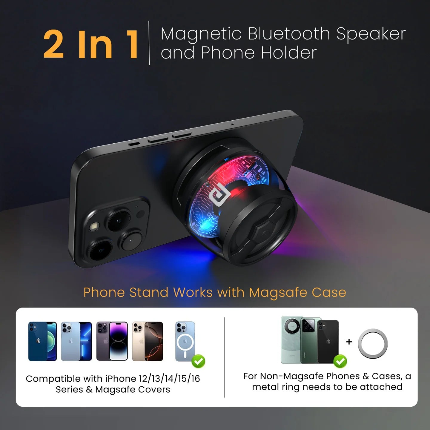 Portronics Bluetooth Speaker With RGB Light & Stand - 6W Magnetic