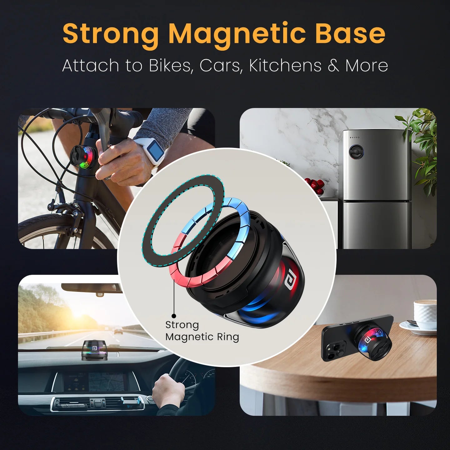 Portronics Bluetooth Speaker With RGB Light & Stand - 6W Magnetic